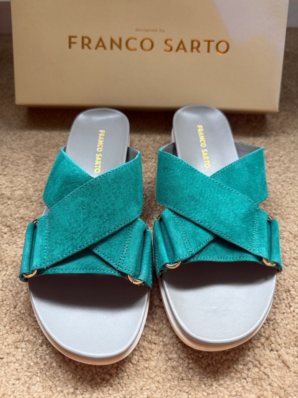 NIB Franco Sarto Leather Sandals - Teal - Women's Size 7.5 M